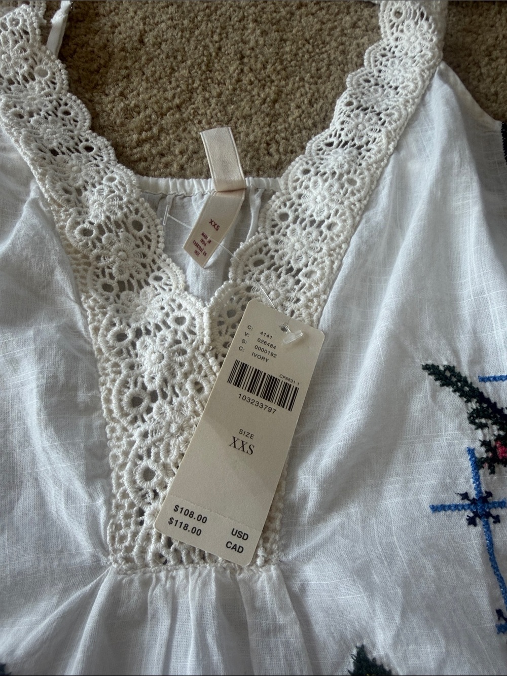 Anthropologie White Lace Trim Embroidered Sundress - Picture 5 of 5